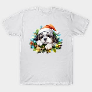 Lazy Shih Tzu Dog at Christmas T-Shirt